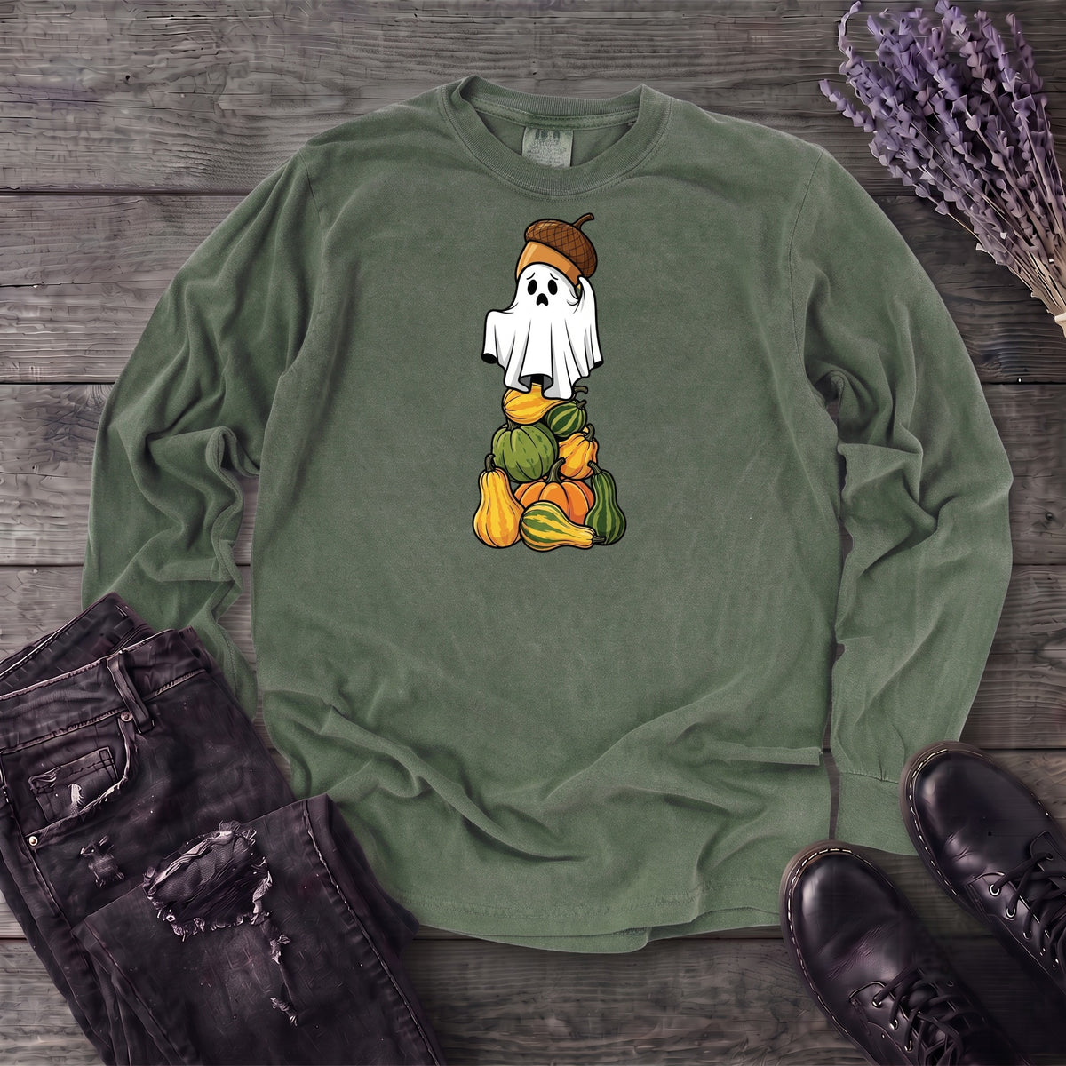 Stacked Squash Ghost Long Sleeve T-Shirt