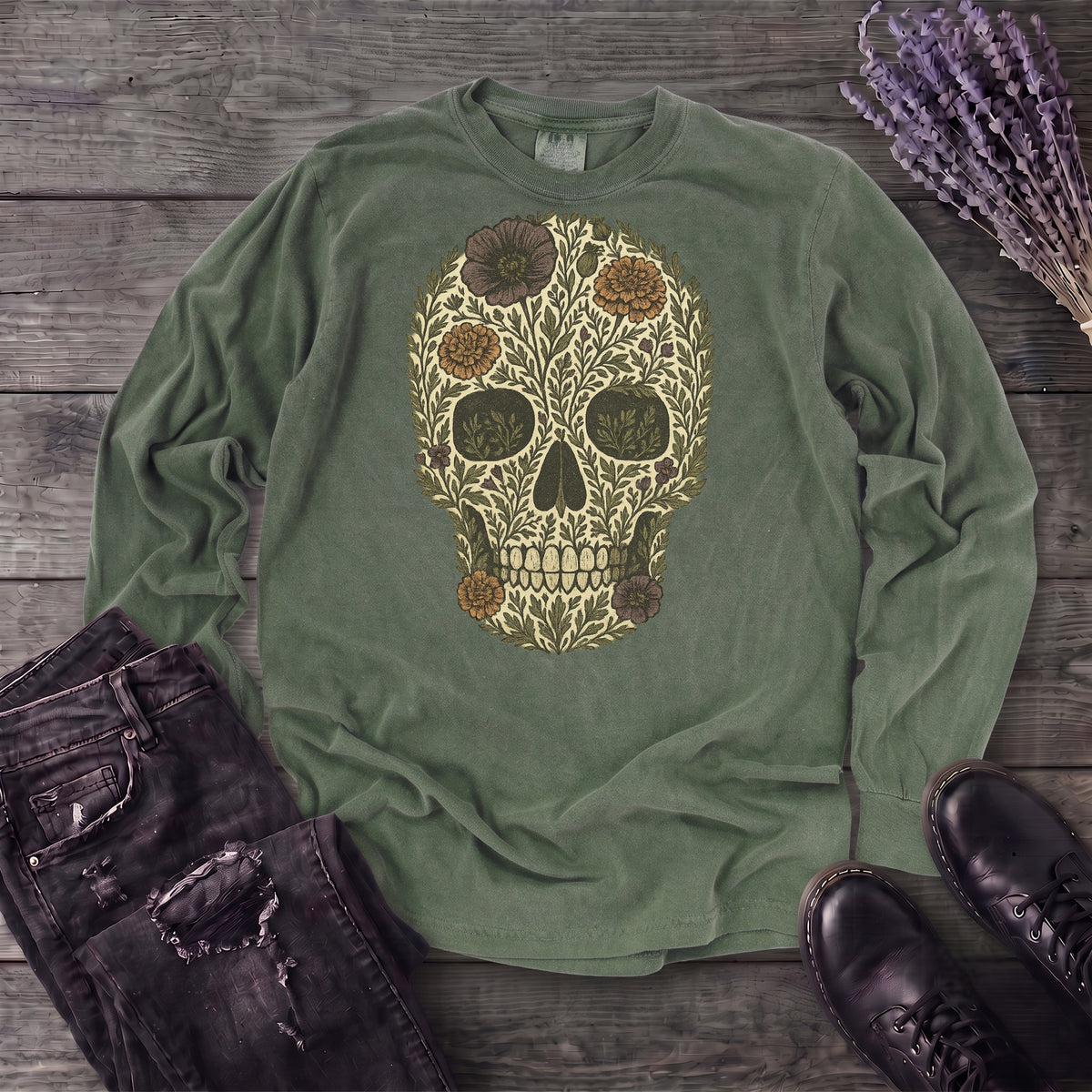 Wildflower Skull Long Sleeve T-Shirt