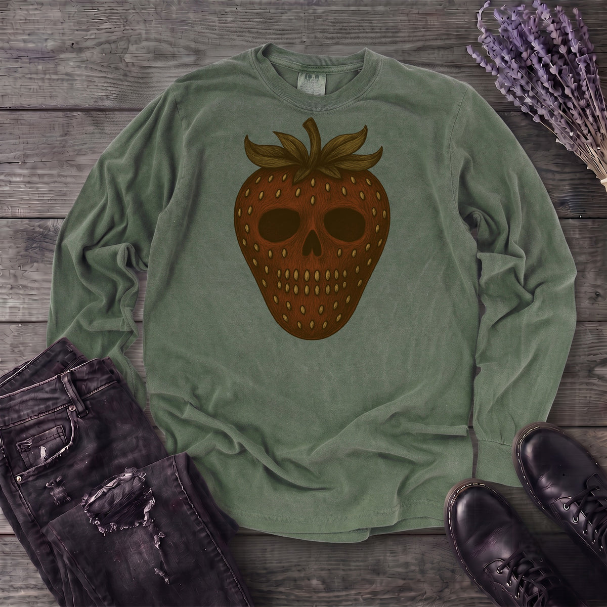 Strawberry Skull Long Sleeve T-Shirt
