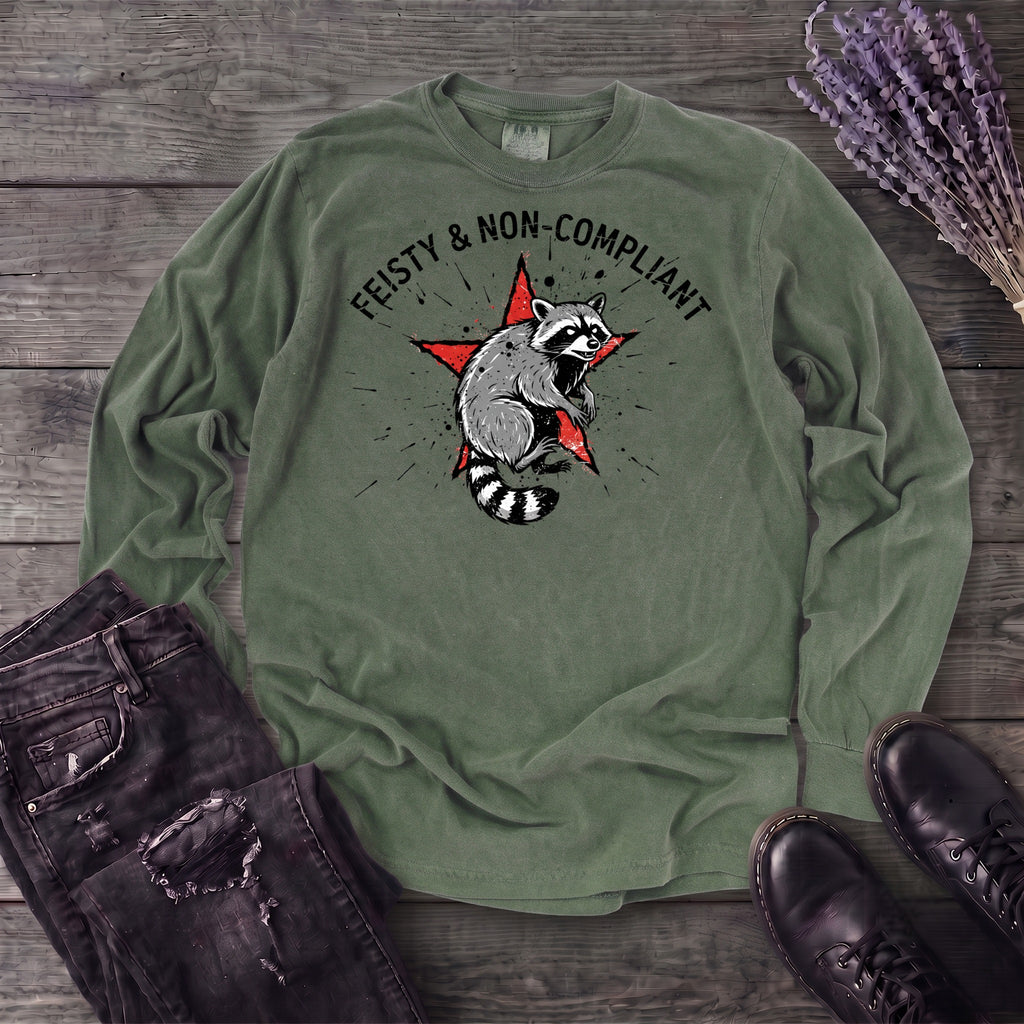 feisty non compliant raccoon Long Sleeve T-Shirt