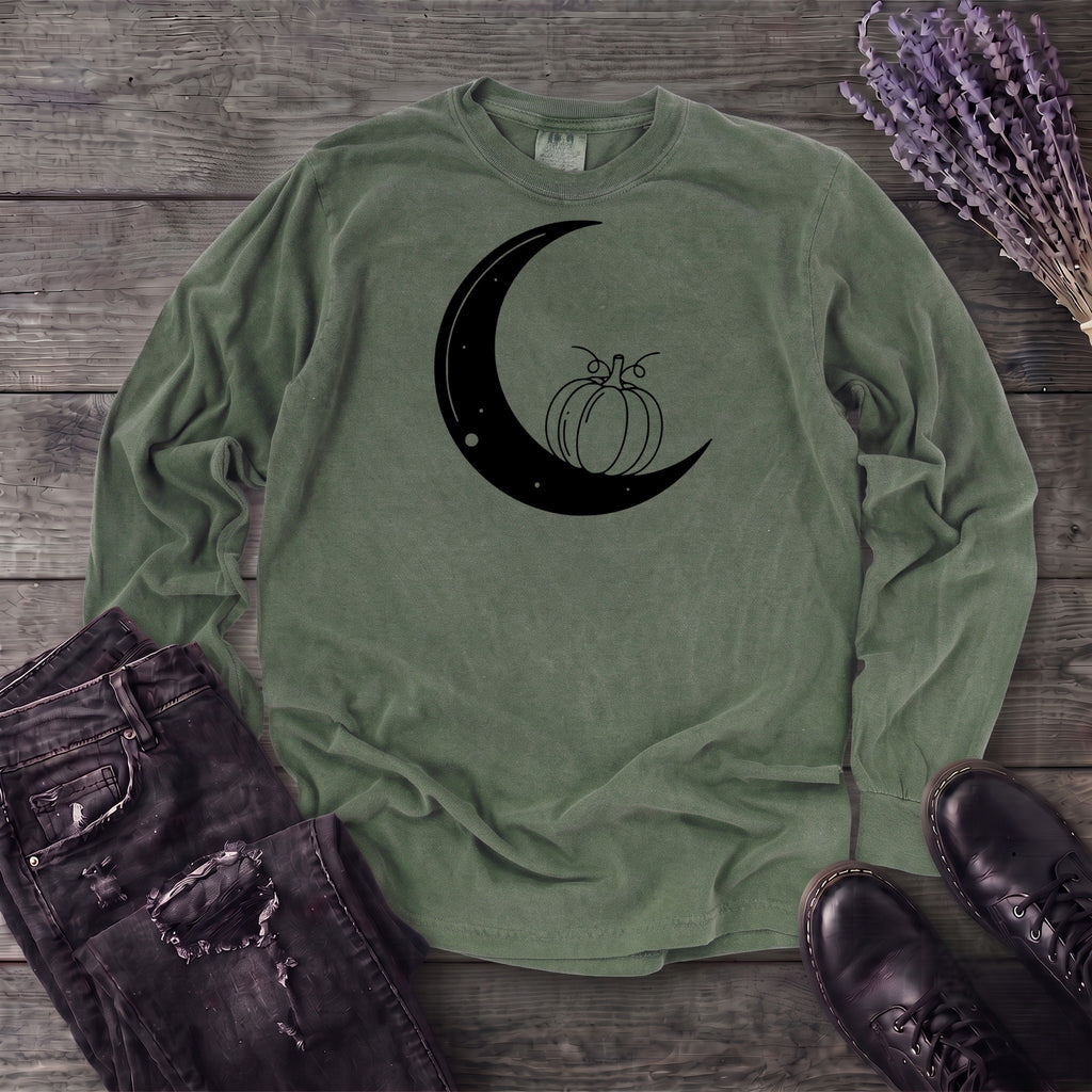 Moon And Pumpkin Long Sleeve T-Shirt