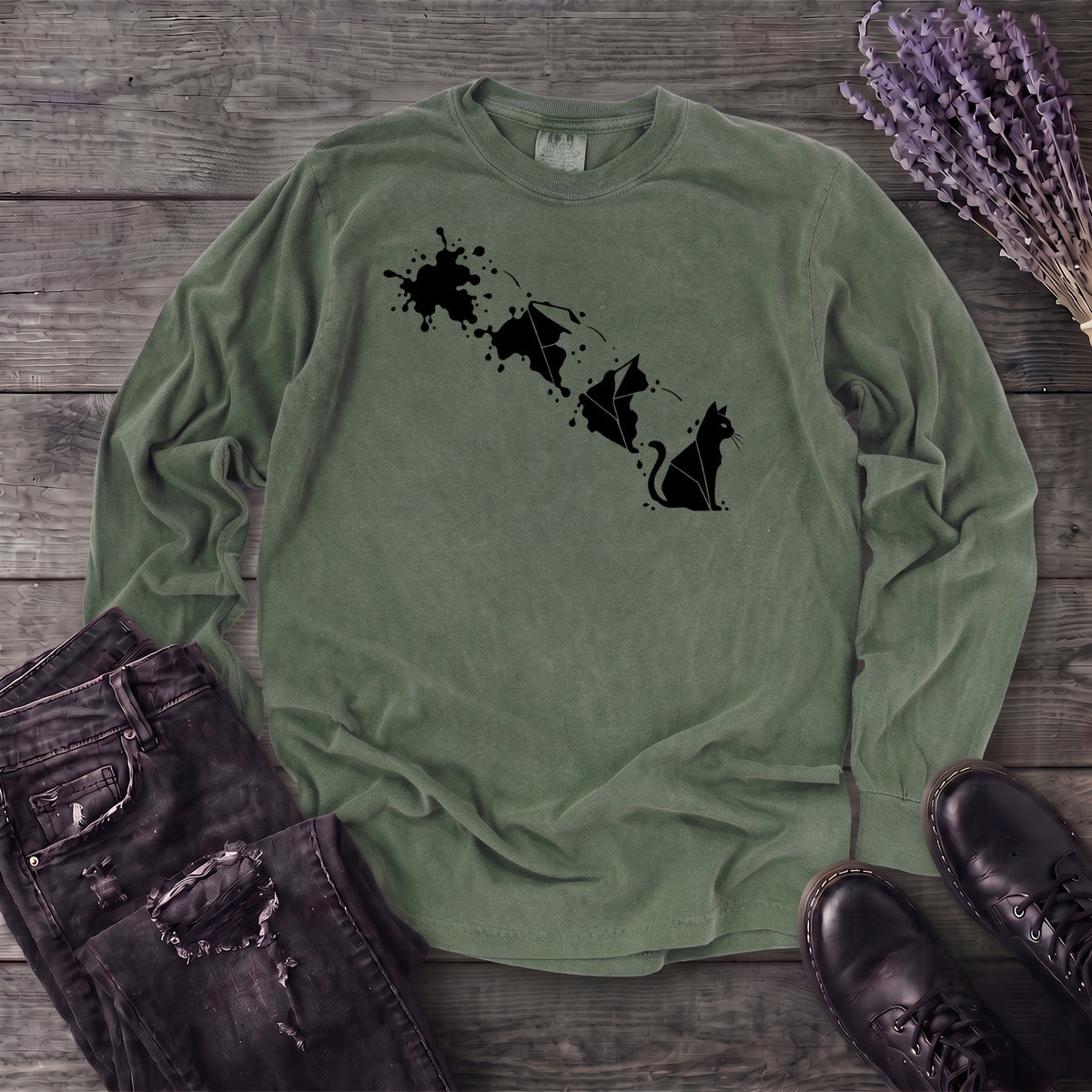 Inkblot Cat Long Sleeve T-Shirt