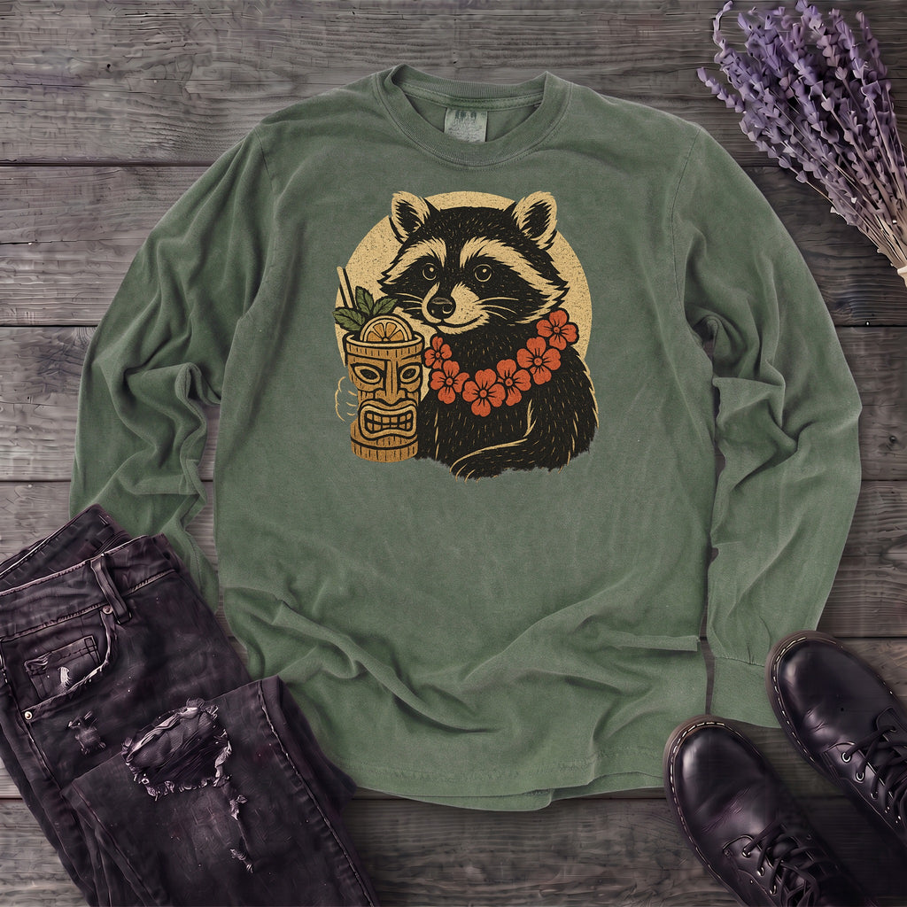Raccoon Tiki Long Sleeve T-Shirt