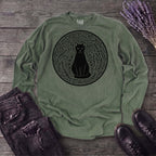 garden cat linocut Long Sleeve T-Shirt