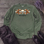 Thankful Leaf Swag Skull Long Sleeve T-Shirt