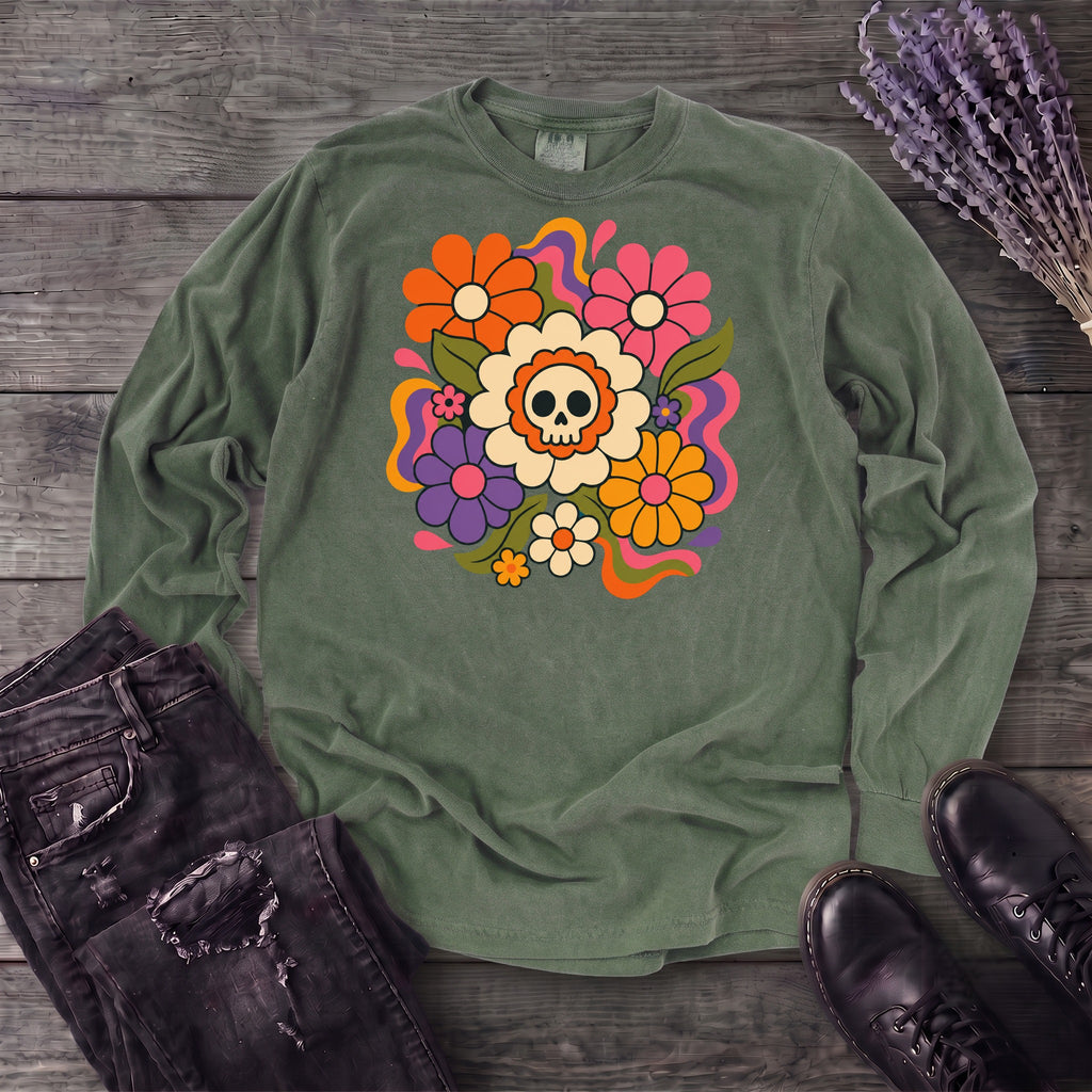 skull daisies Long Sleeve T-Shirt