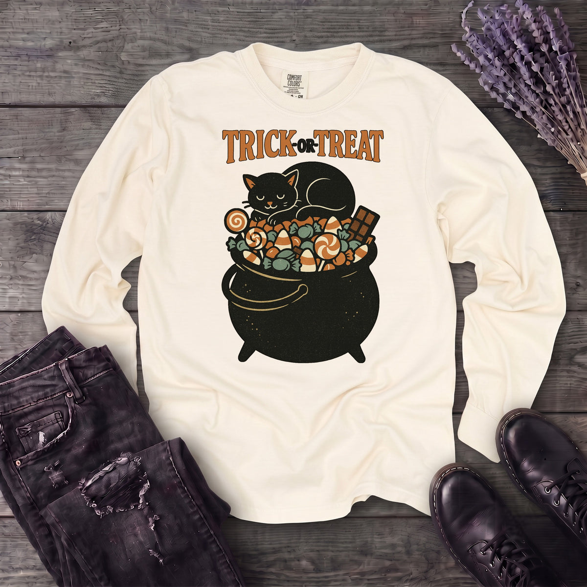 Trick Or Treat Candy Cauldron Long Sleeve T-Shirt