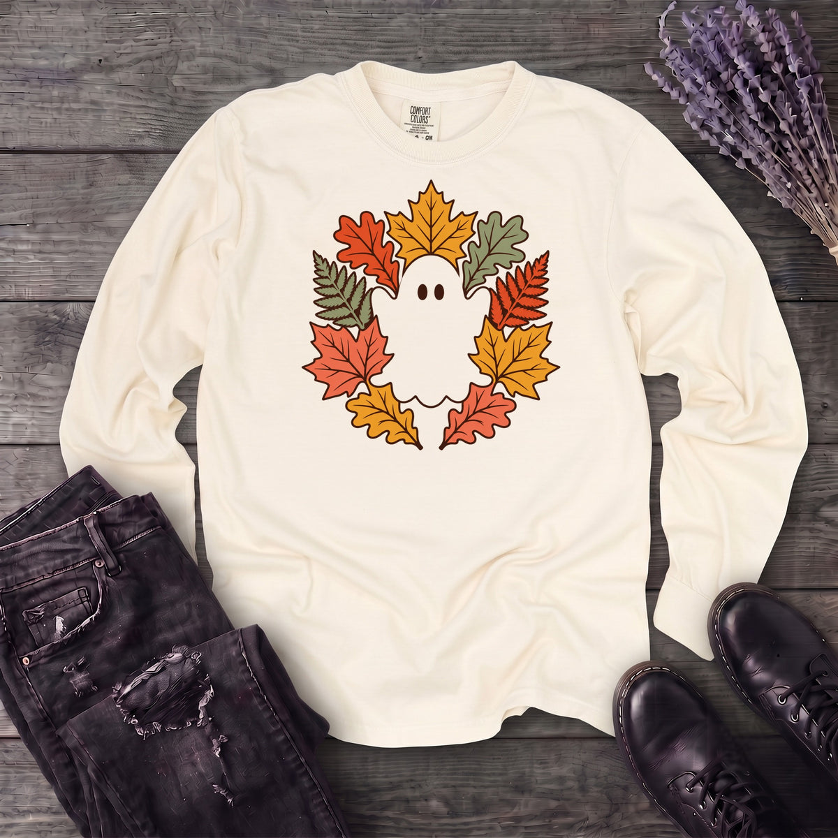 Ghost In The Leaves Long Sleeve T-Shirt