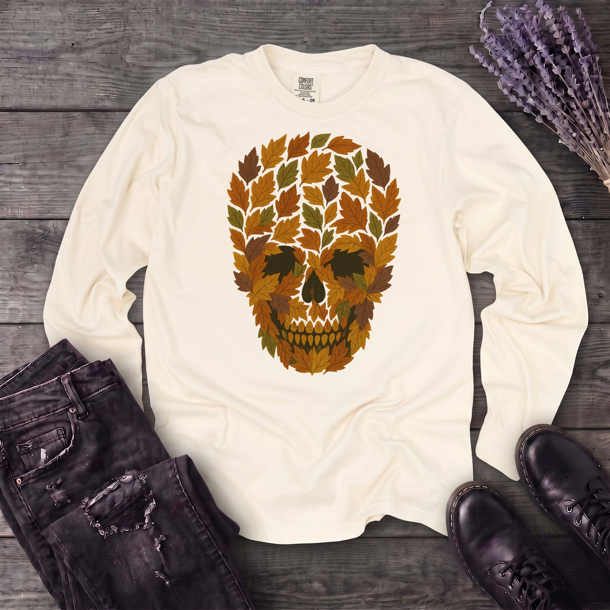 autumn leaves skull Long Sleeve T-Shirt