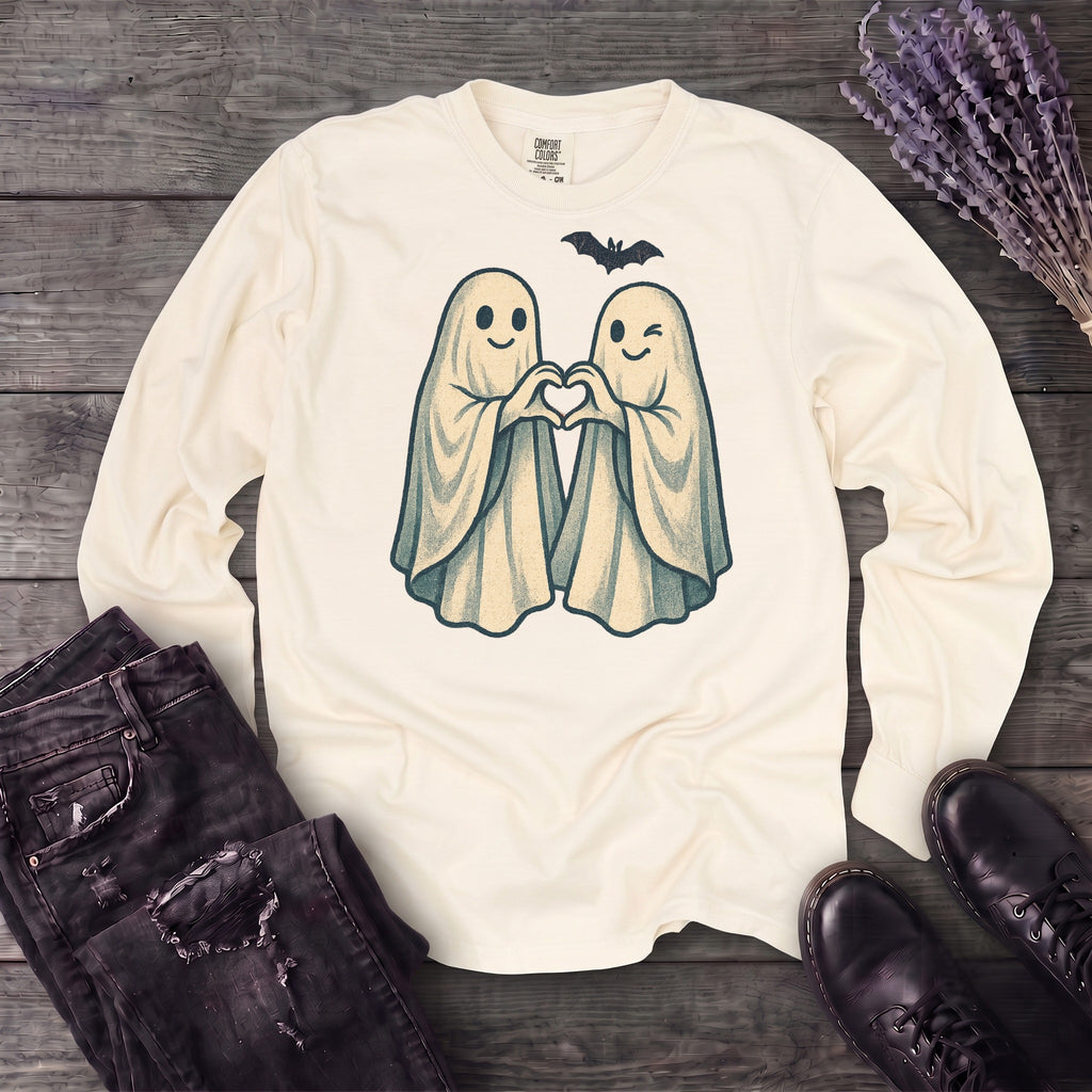 Two Ghosts Heart Hands Long Sleeve T-Shirt