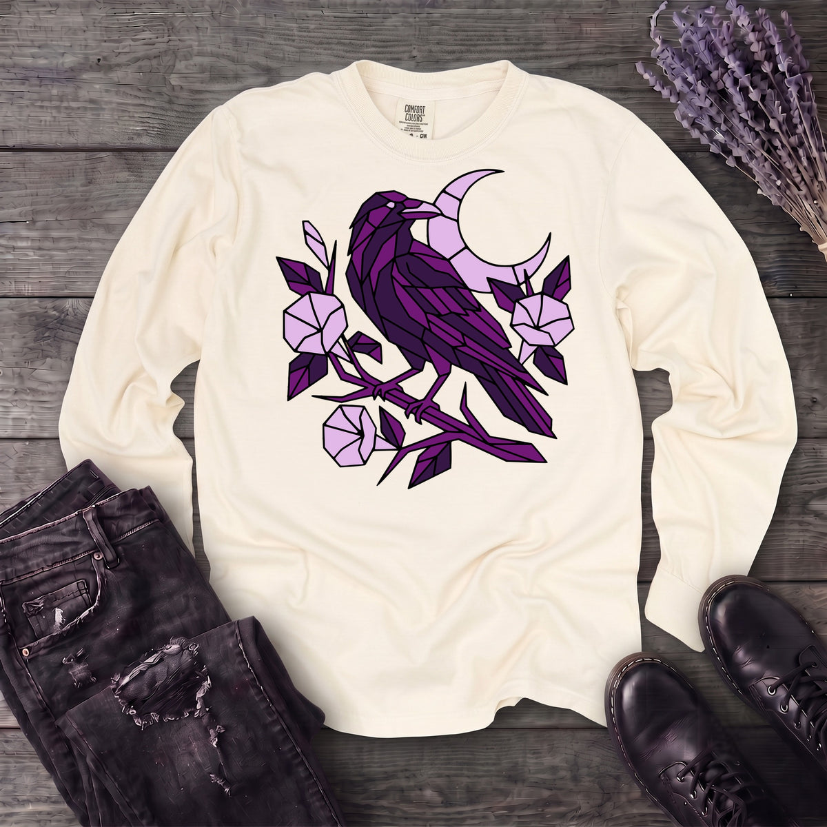 Geometric Crow Long Sleeve T-Shirt