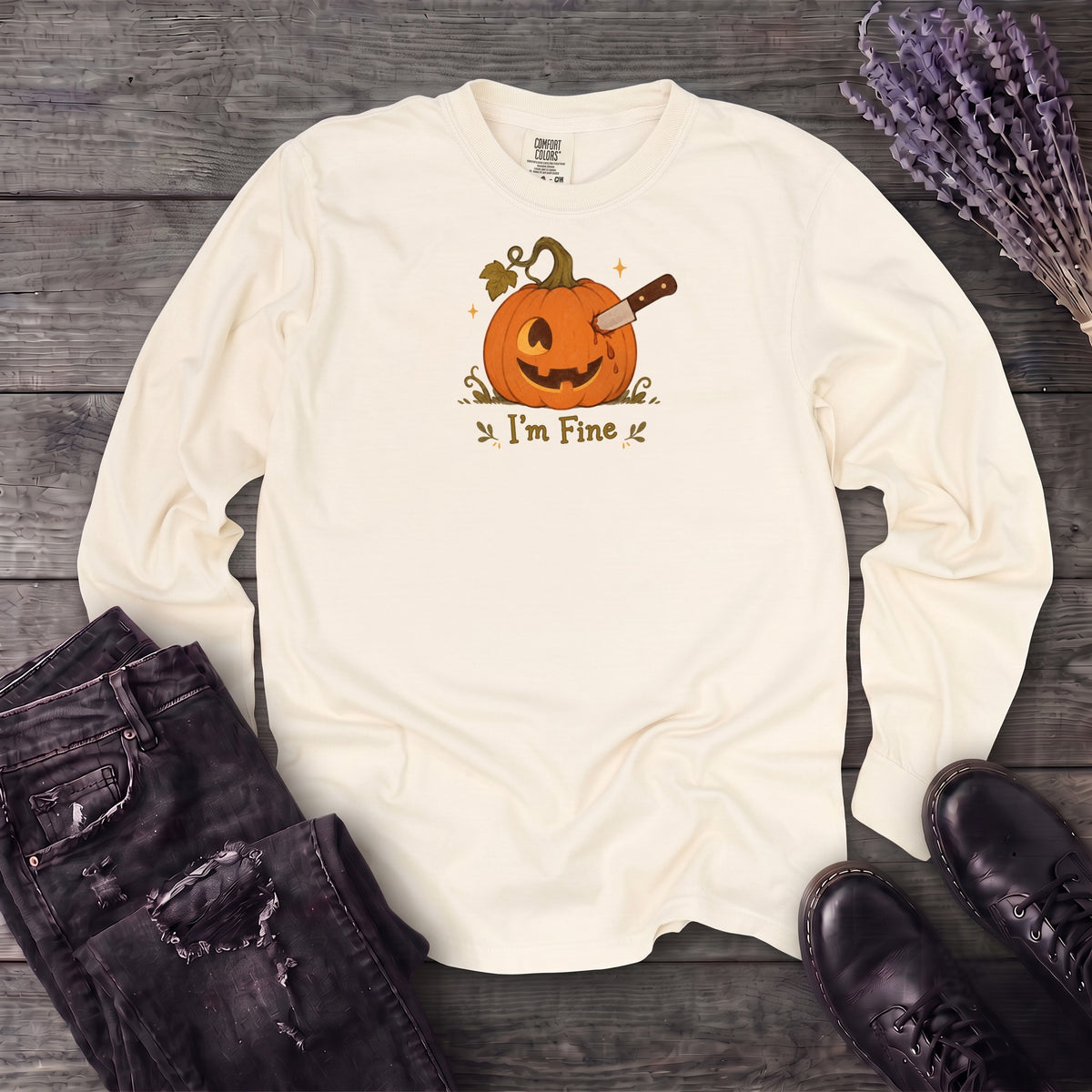 Jack-O-Lantern I'm Fine Long Sleeve T-Shirt