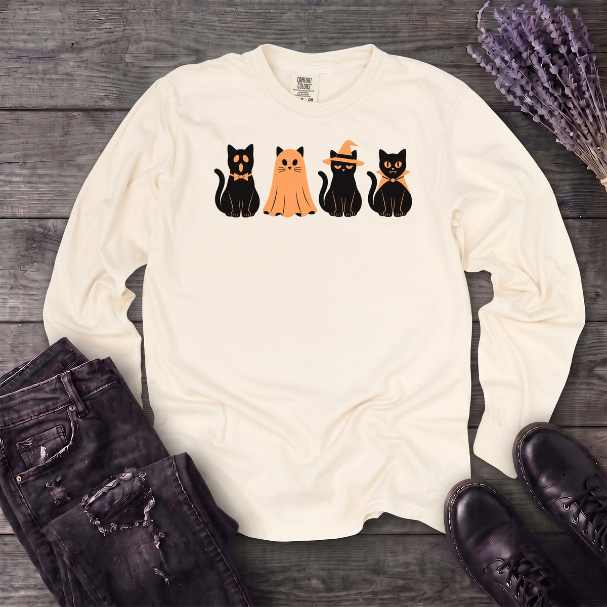 Black Cat Costume Party Long Sleeve T-Shirt