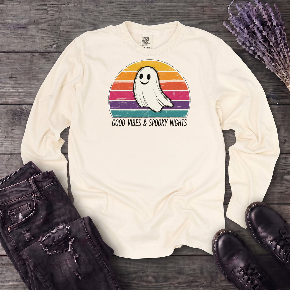 Good Vibes And Spooky Nights Long Sleeve T-Shirt