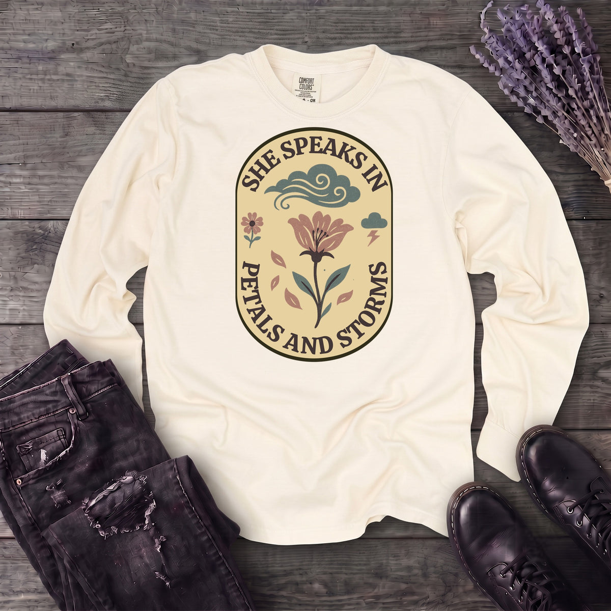 She Speaks In Petals And Storms Long Sleeve T-Shirt