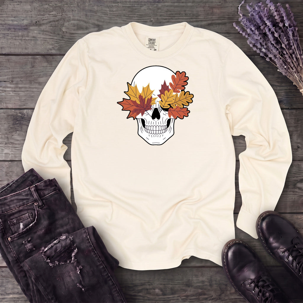 Fall Leaf Skull Long Sleeve T-Shirt