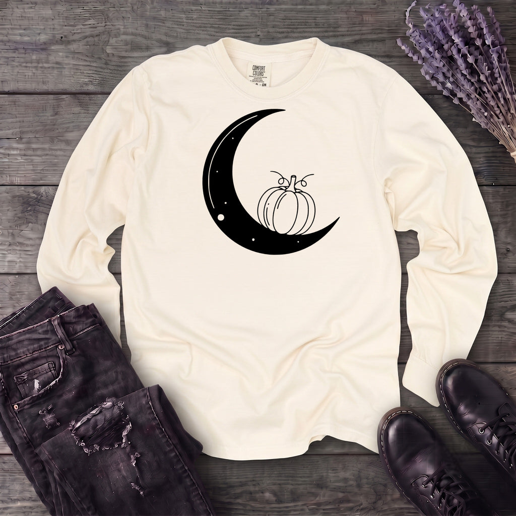 Moon And Pumpkin Long Sleeve T-Shirt
