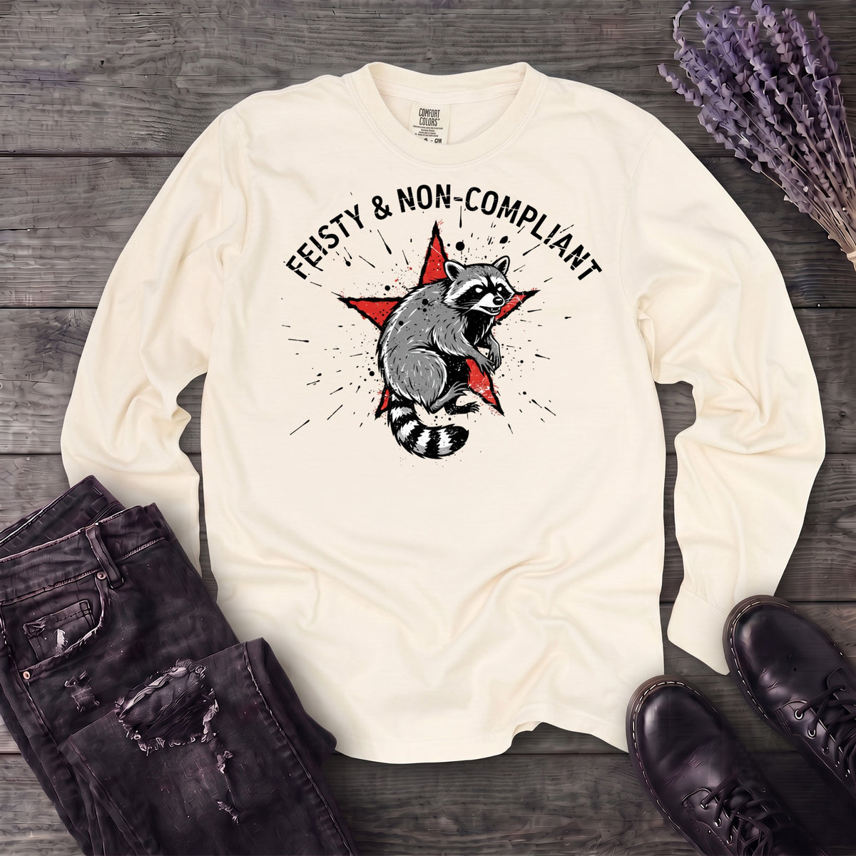 feisty non compliant raccoon Long Sleeve T-Shirt