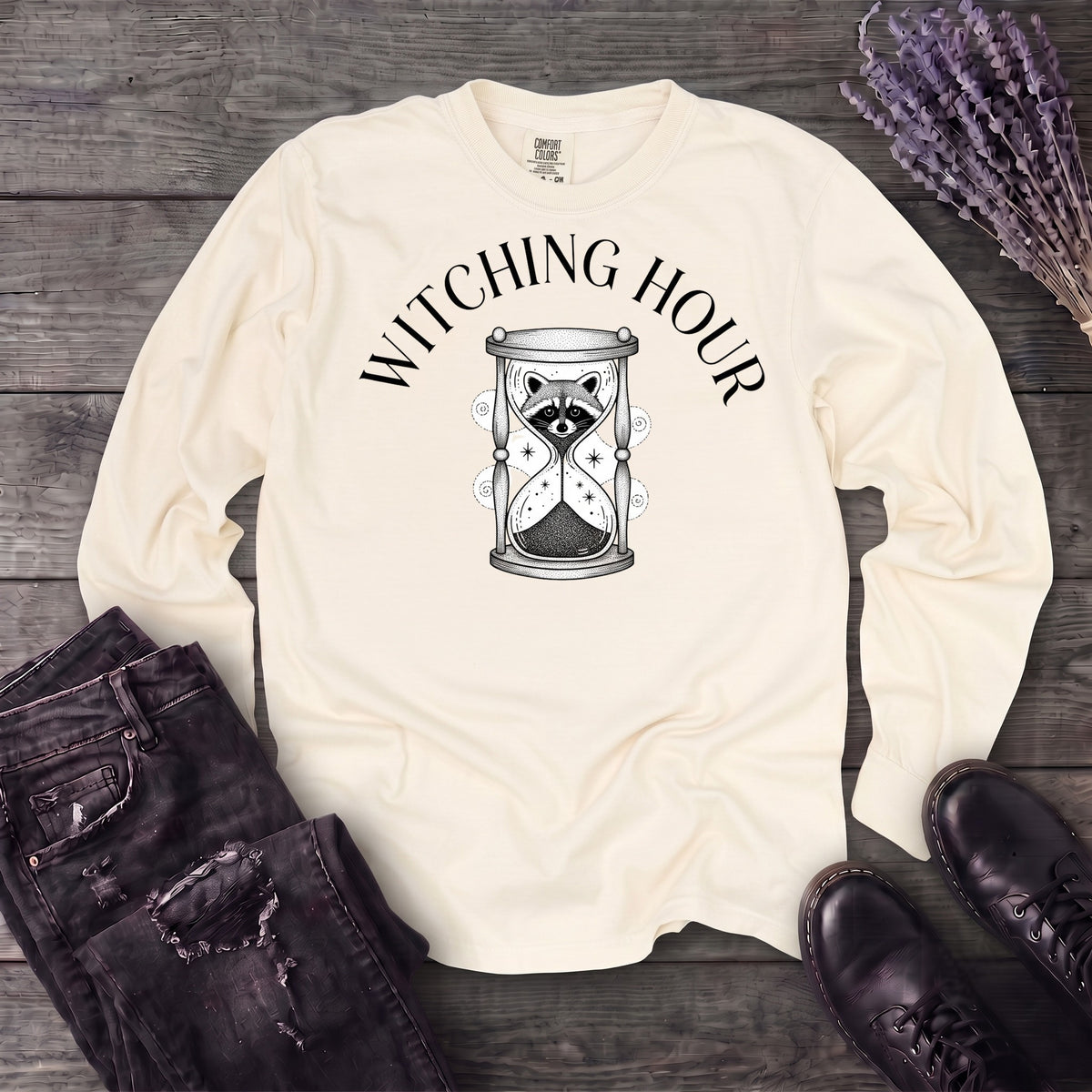 Witching Hour Raccoon Hourglass Long Sleeve T-Shirt