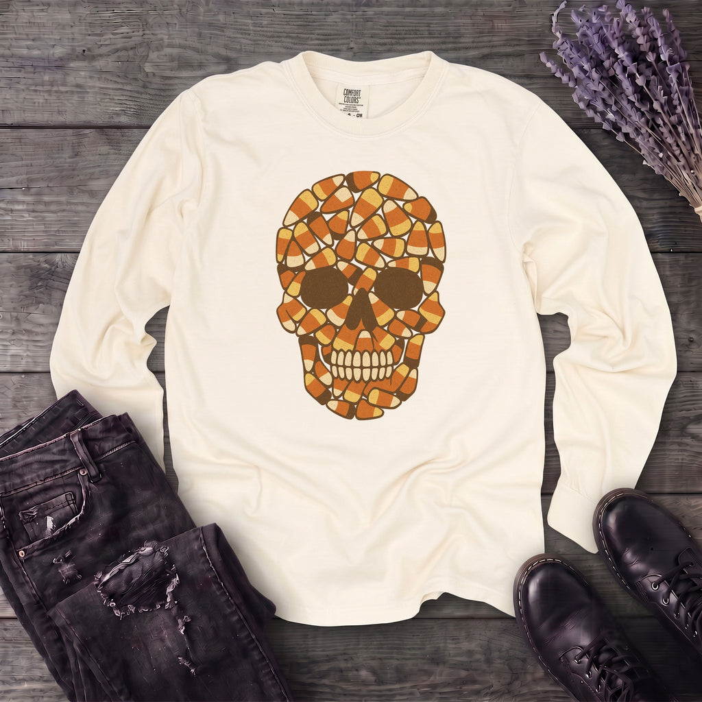 Candy Corn Skull Long Sleeve T-Shirt