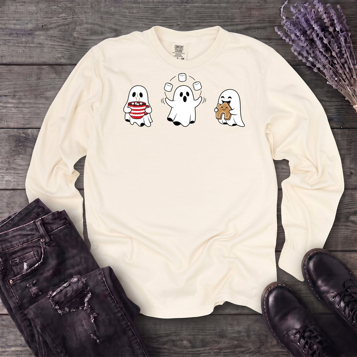 Hot Cocoa Ghosts Long Sleeve T-Shirt