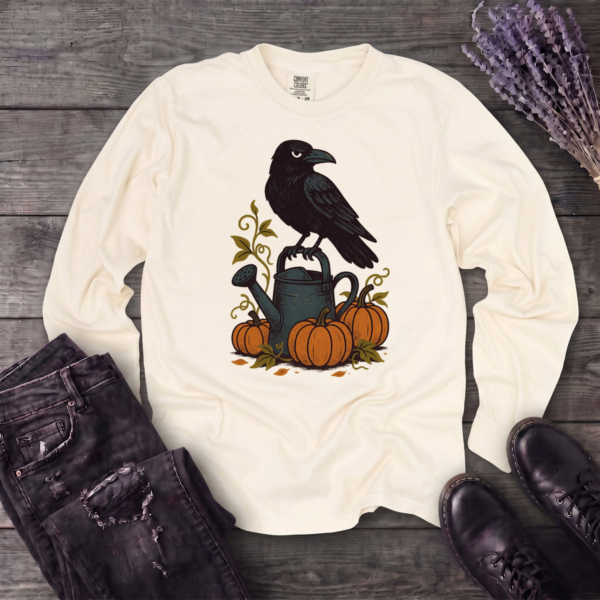 Raven Pumpkin Patch Long Sleeve T-Shirt