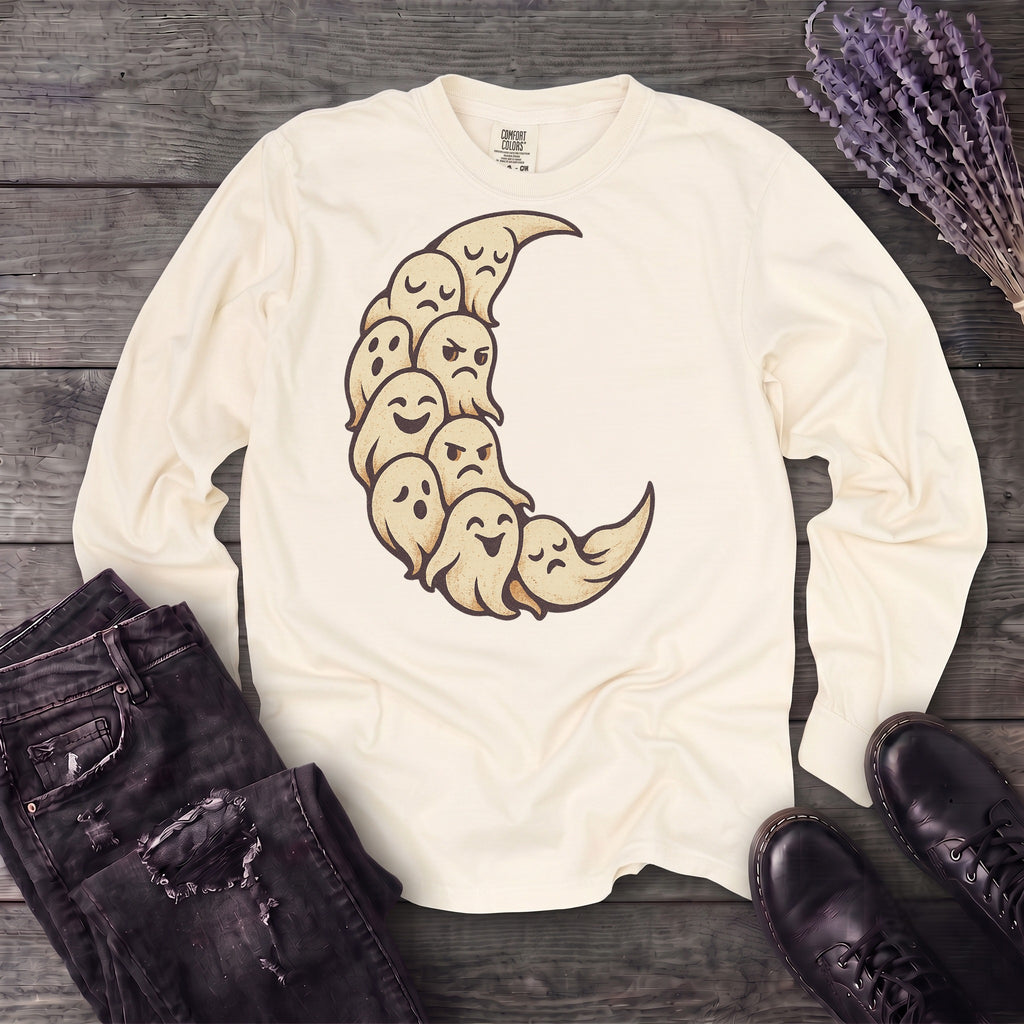 crescent moon ghosts Long Sleeve T-Shirt