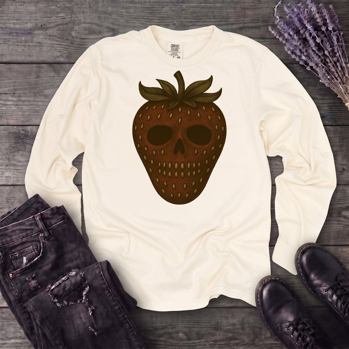 Strawberry Skull Long Sleeve T-Shirt