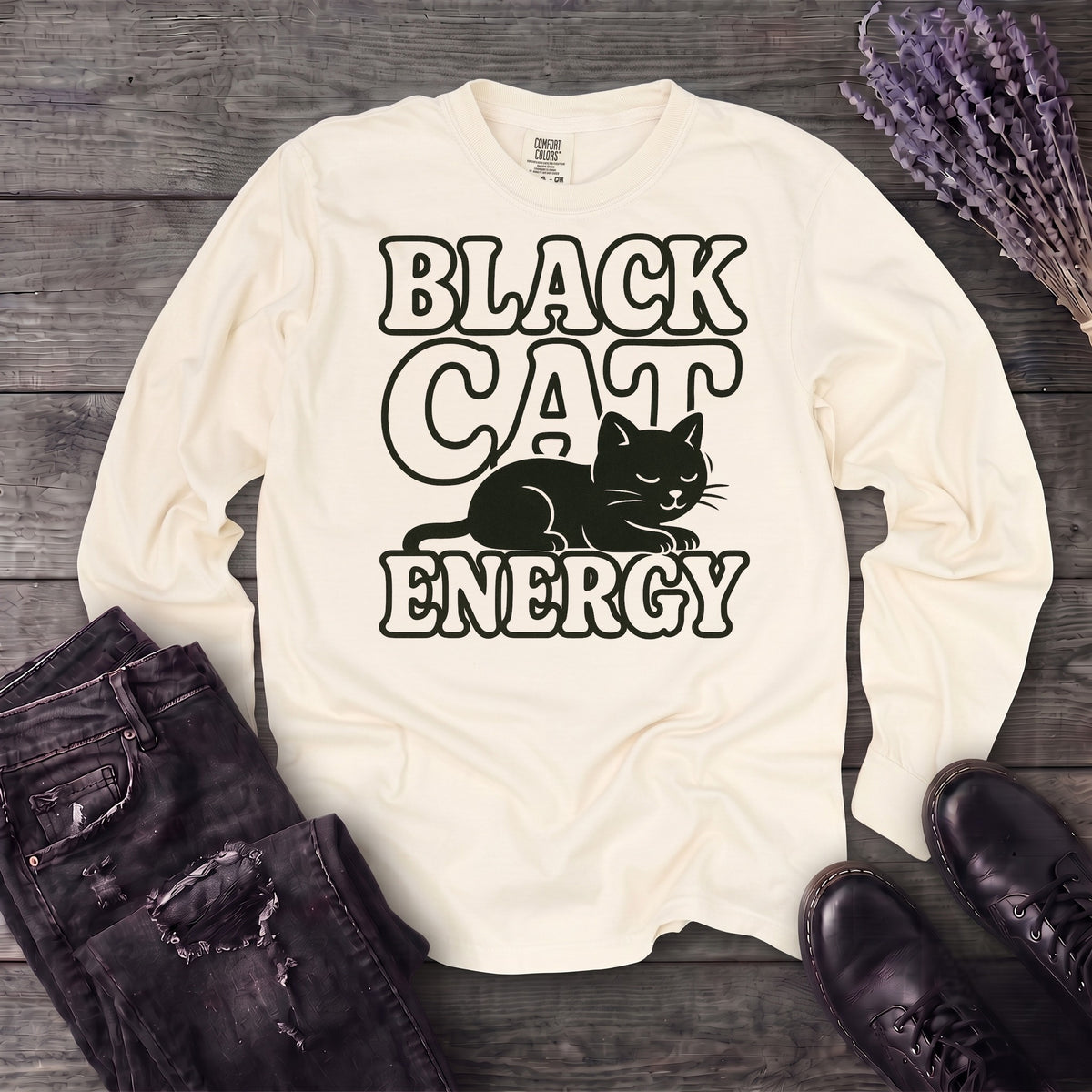 Black Cat Energy Long Sleeve T-Shirt