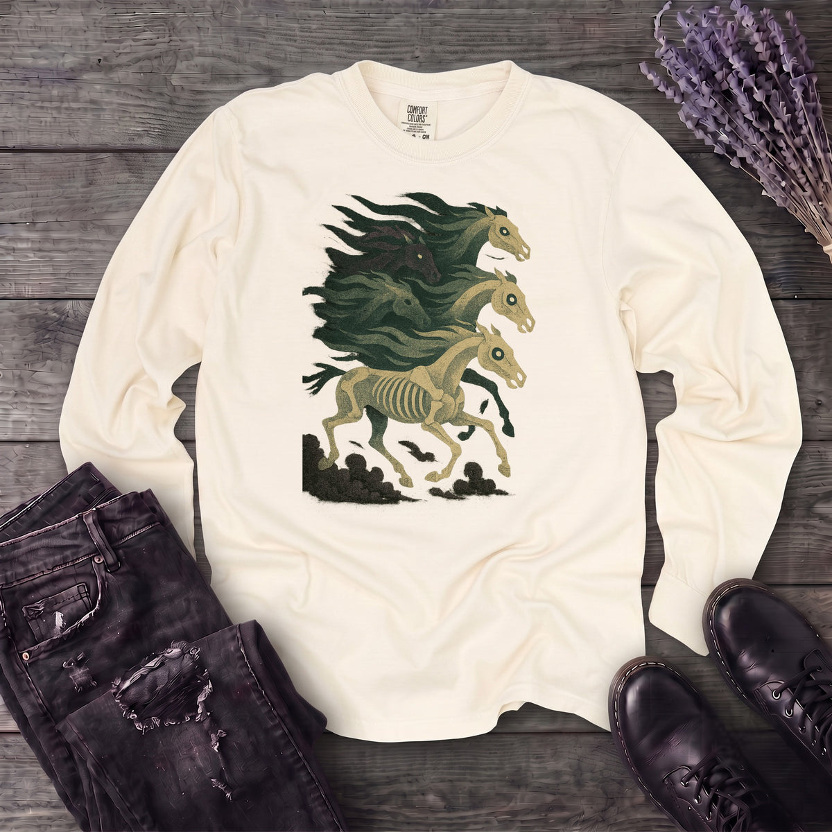 Stampeding Ghost Horses Long Sleeve T-Shirt