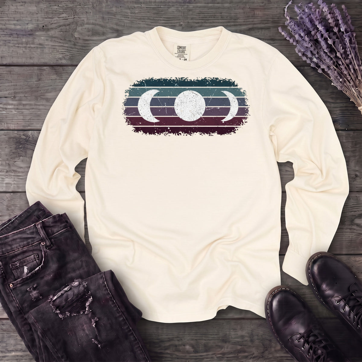 Grunge Moon Phase Trio Long Sleeve T-Shirt