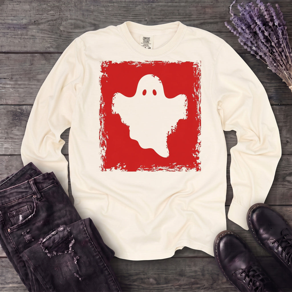 Grunge Stencil Ghost Long Sleeve T-Shirt