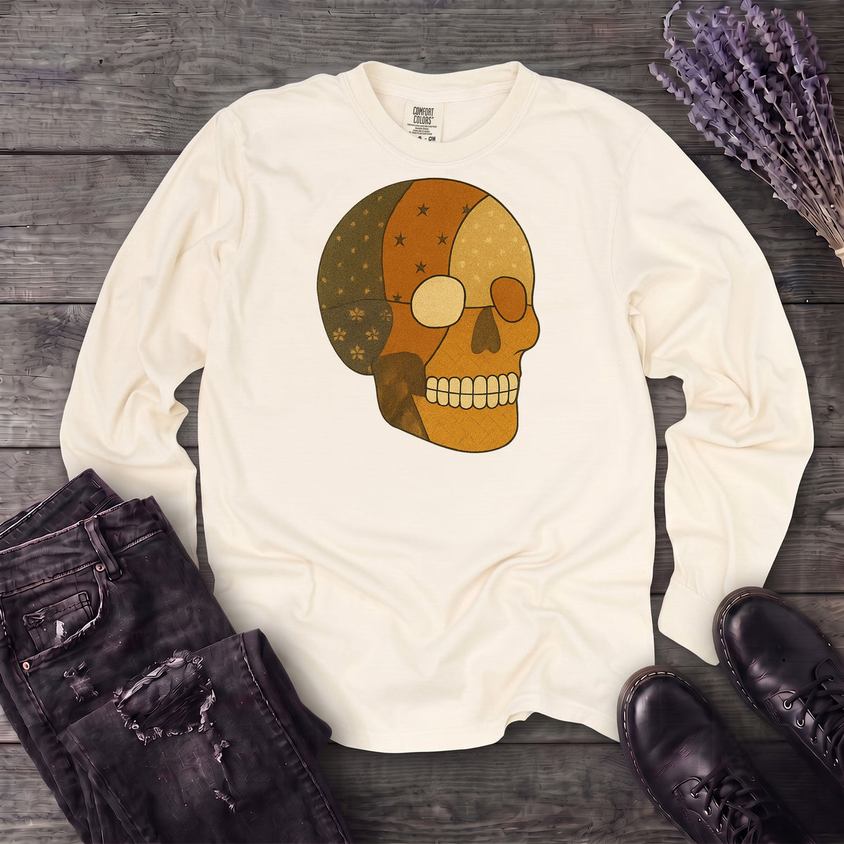 Patchwork Skull Long Sleeve T-Shirt