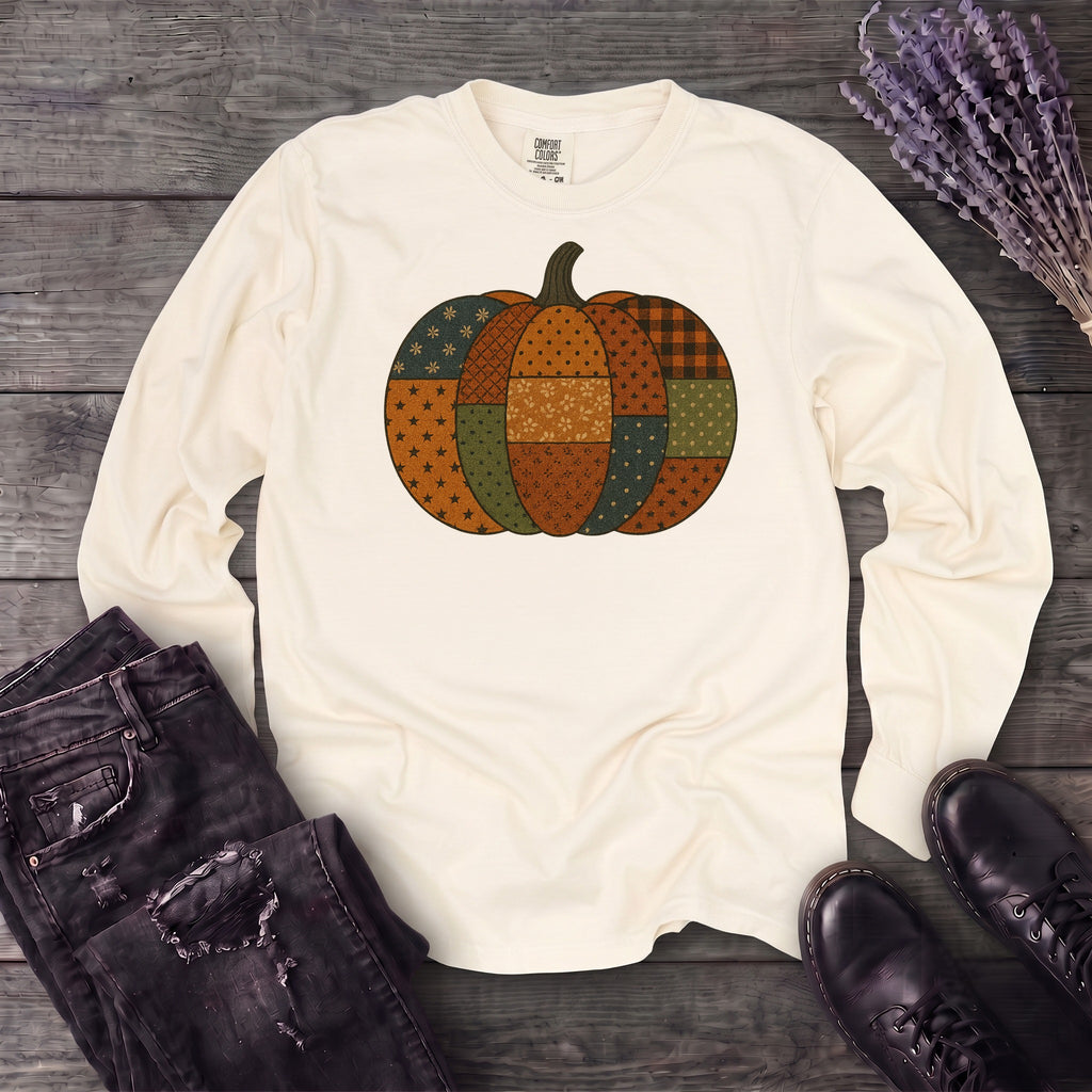 Patchwork Pumpkin Long Sleeve T-Shirt