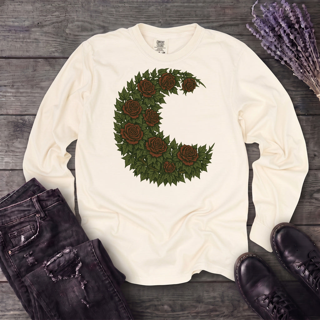 Crescent Moon Roses Long Sleeve T-Shirt
