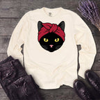Black Cat Headband Long Sleeve T-Shirt