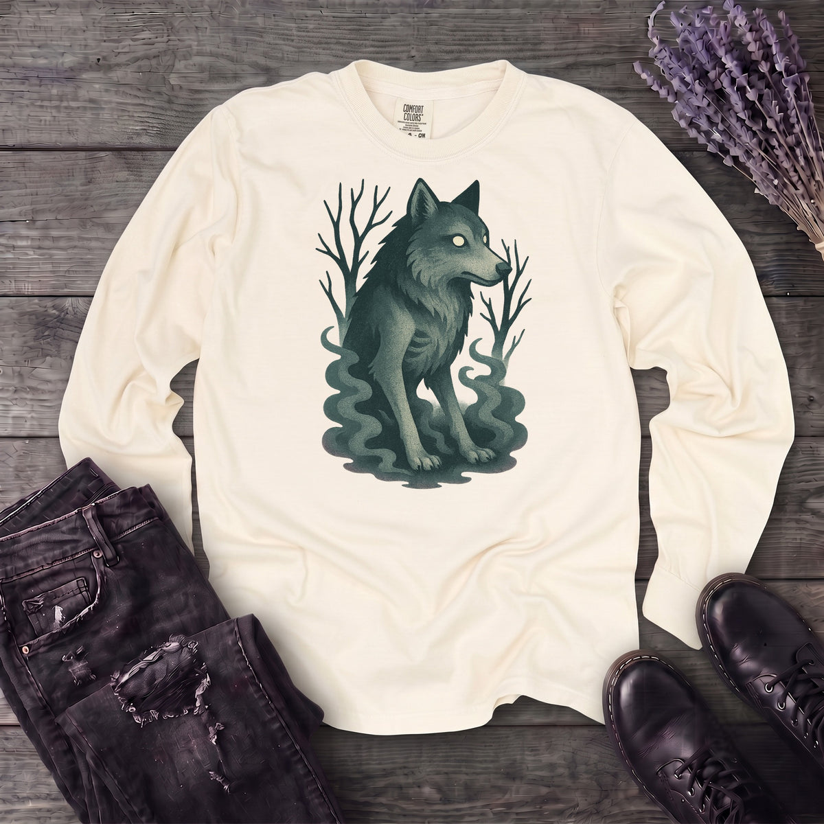 Woodland Spirits Wolf Long Sleeve T-Shirt