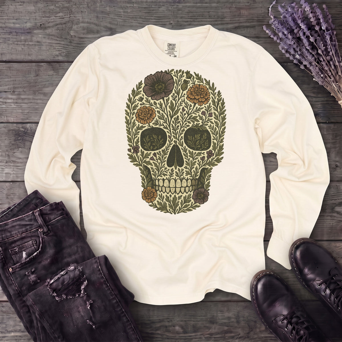 Wildflower Skull Long Sleeve T-Shirt