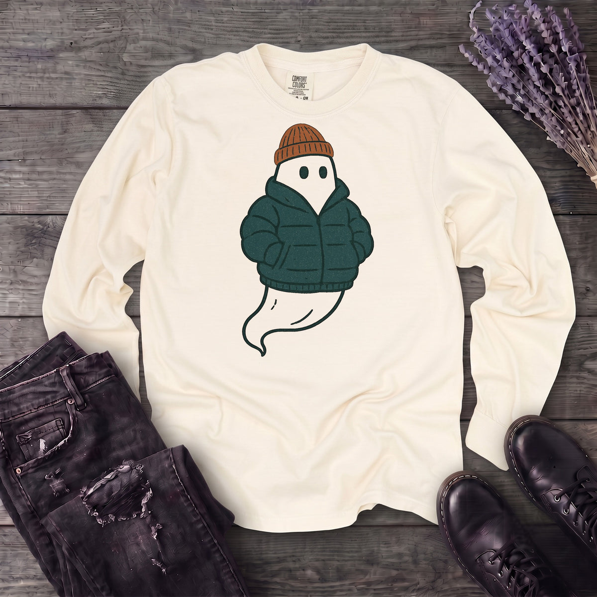 Puffer Coat Ghost Long Sleeve T-Shirt