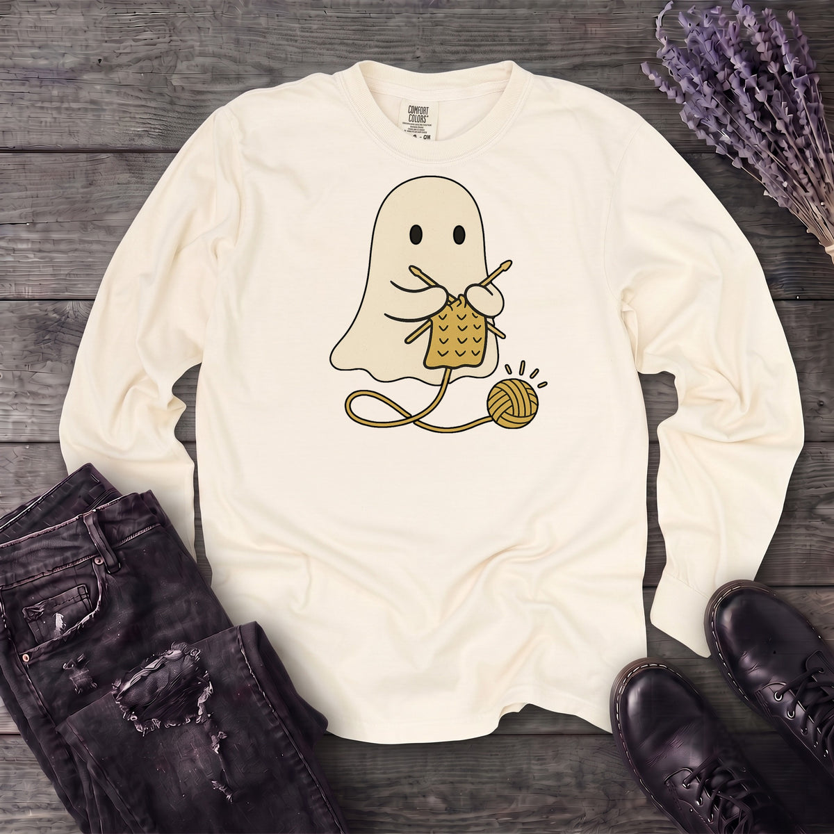 Knitting Ghost Long Sleeve T-Shirt