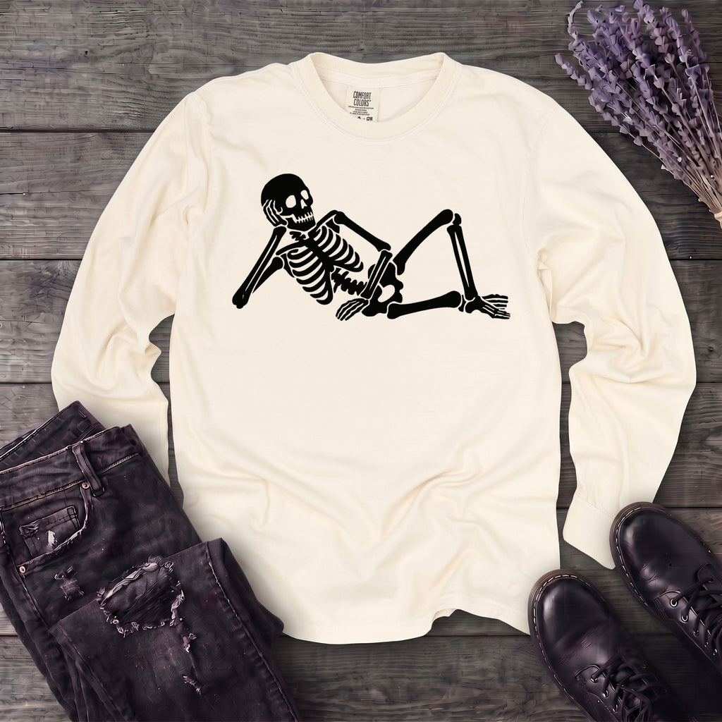 Lounging Skeleton Long Sleeve T-Shirt
