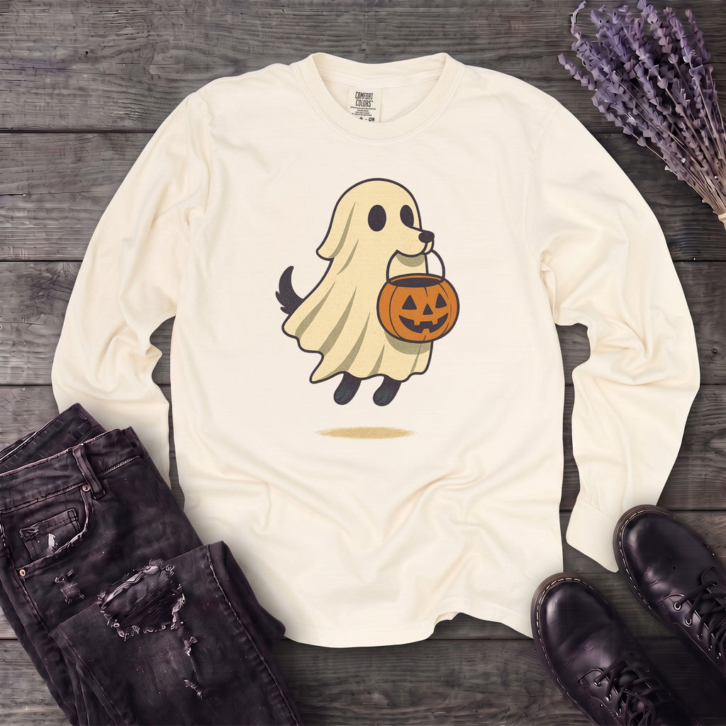 Ghost Dog Trick-Or-Treating Long Sleeve T-Shirt