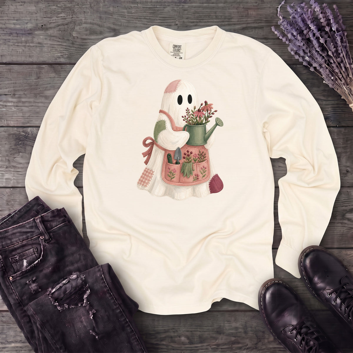 Patchwork Garden Ghost Long Sleeve T-Shirt