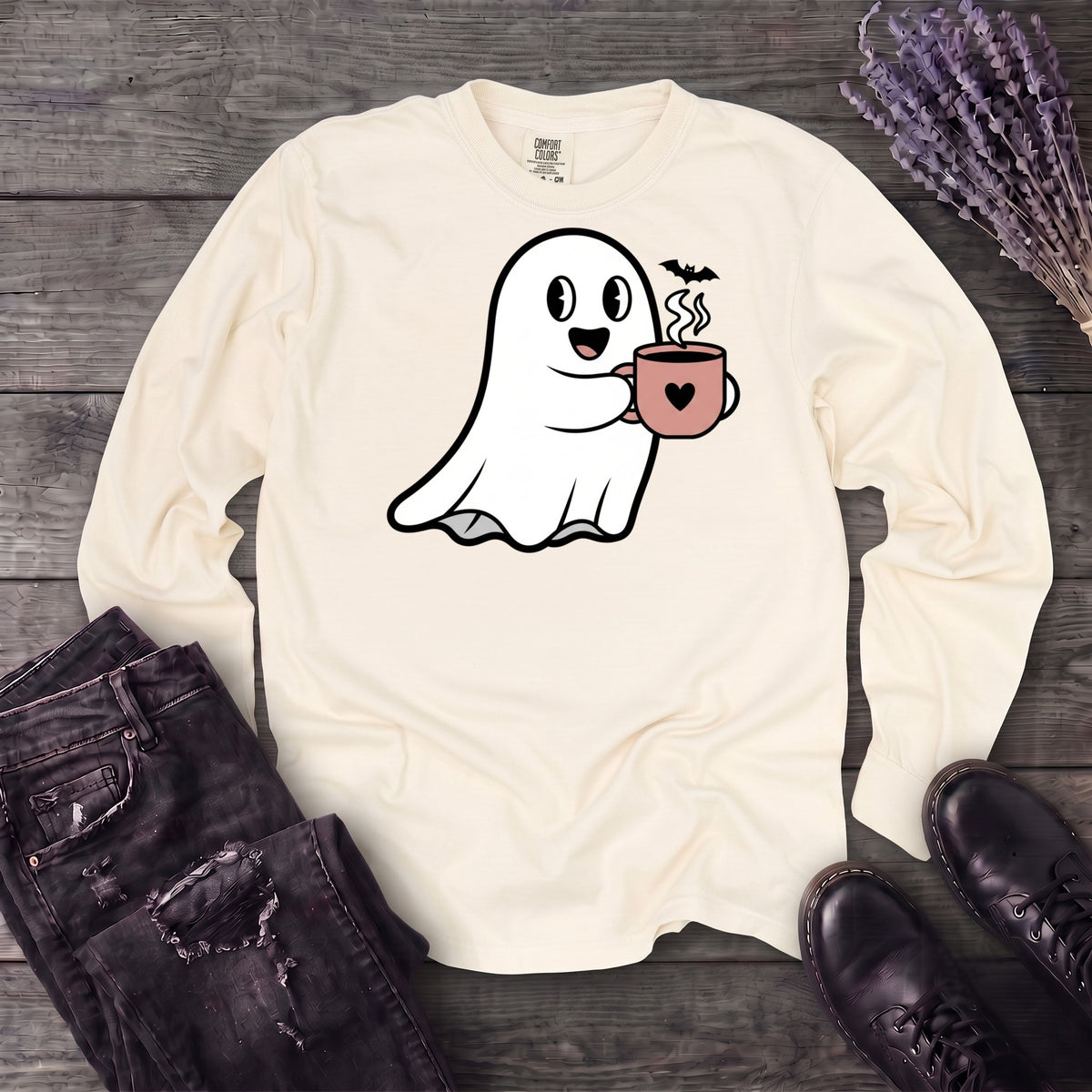 Ghost Heart Coffee Long Sleeve T-Shirt