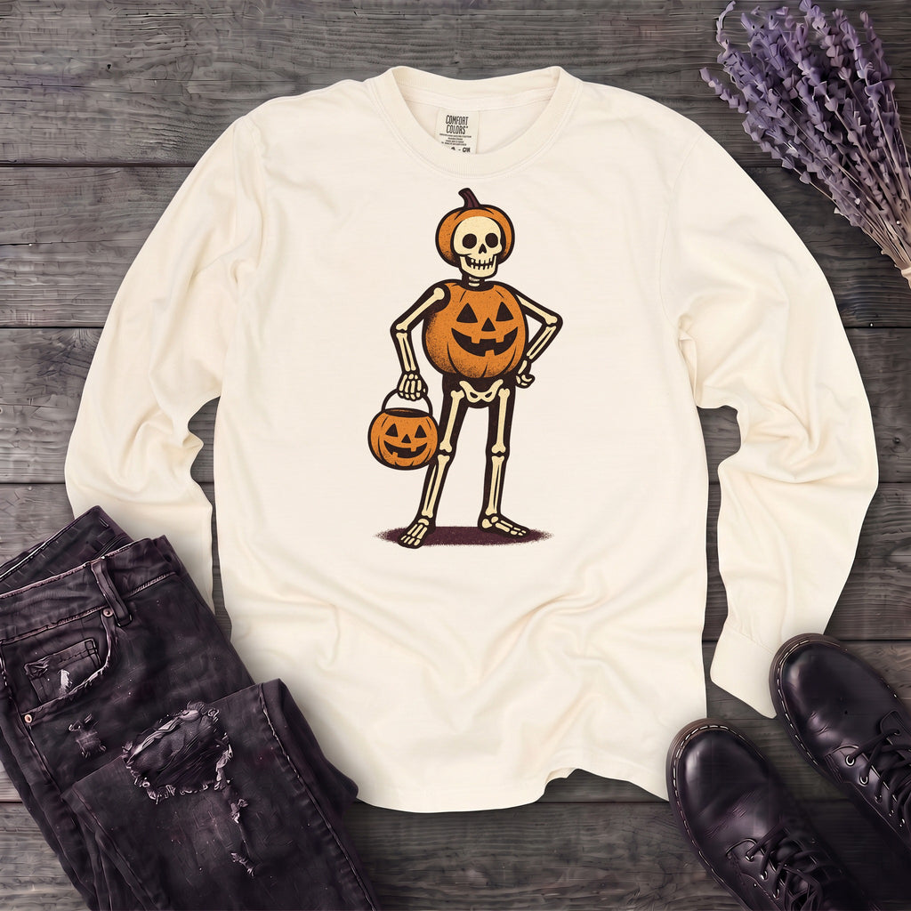 Skeleton Jack O Lantern Costume Long Sleeve T-Shirt