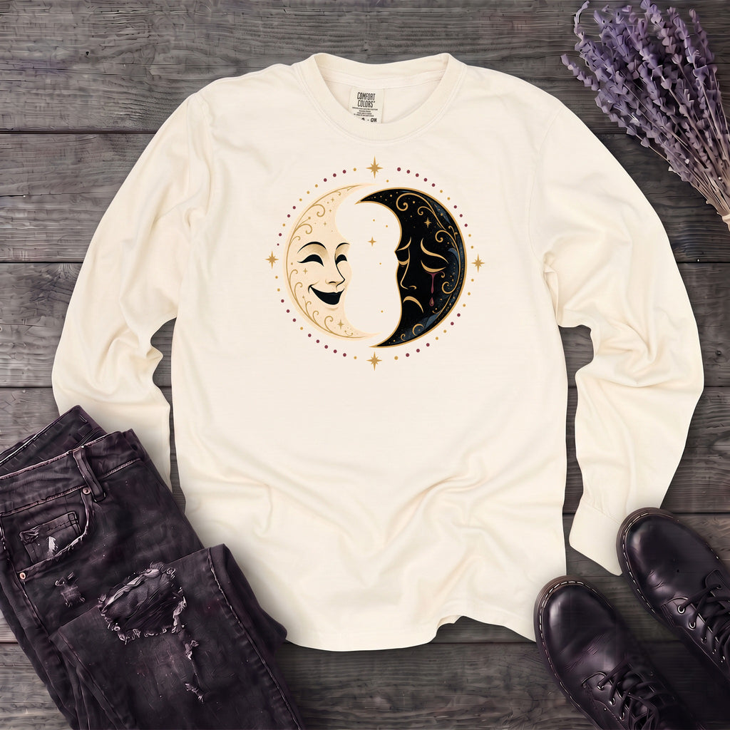 Comedy Tragedy Moons Long Sleeve T-Shirt