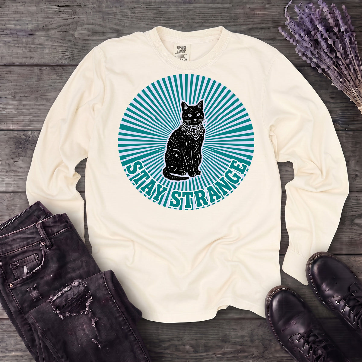 stay strange celestial cat Long Sleeve T-Shirt