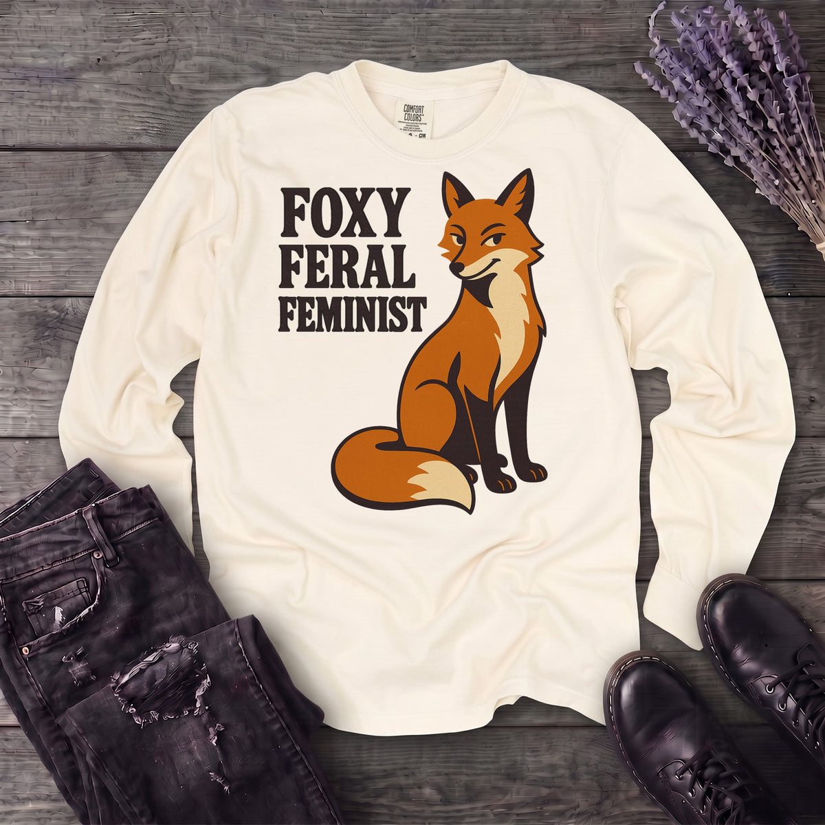 Foxy Feral Feminist Long Sleeve T-Shirt