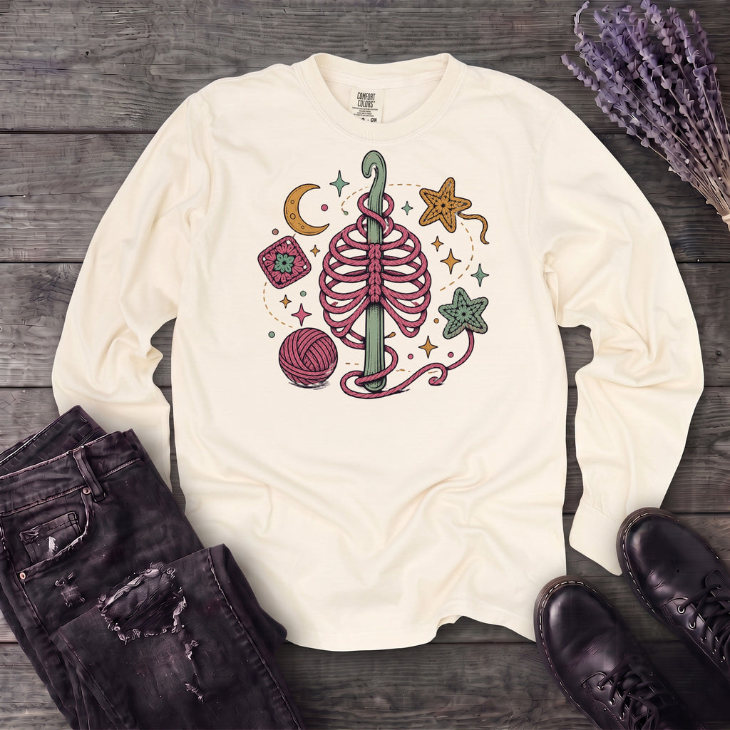 Ribbed Crochet Long Sleeve T-Shirt