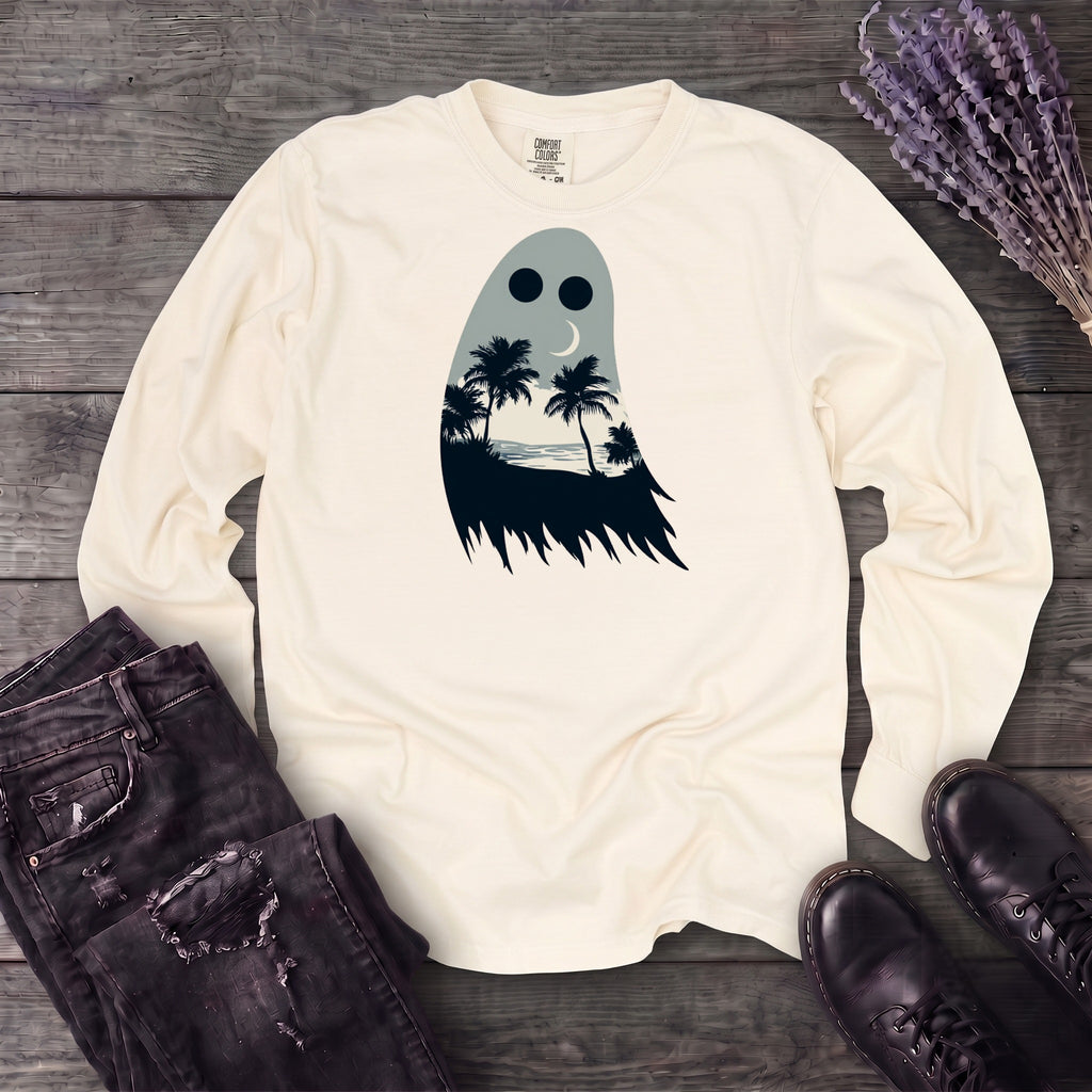 tropical ghost silhouette Long Sleeve T-Shirt